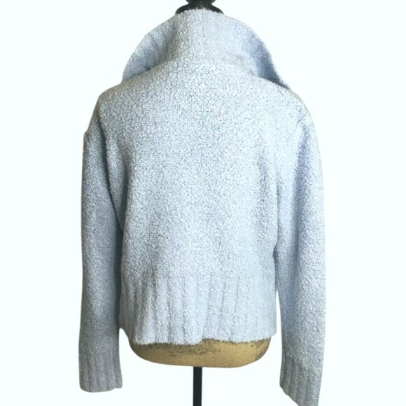 Talbots Women Light Blue Open Cowl Neck Pullover Sweater Pockets Ribbed Hem Sz M - Picture 2 of 7